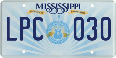 MS license plate LPC030