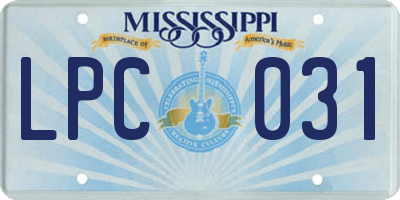MS license plate LPC031