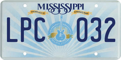 MS license plate LPC032