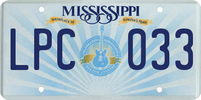 MS license plate LPC033