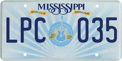 MS license plate LPC035