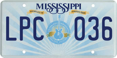 MS license plate LPC036