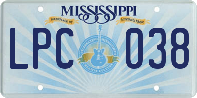 MS license plate LPC038