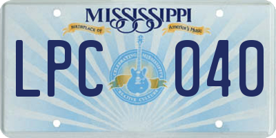 MS license plate LPC040