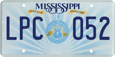 MS license plate LPC052