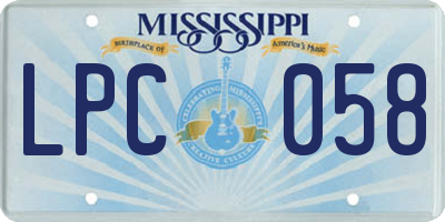 MS license plate LPC058