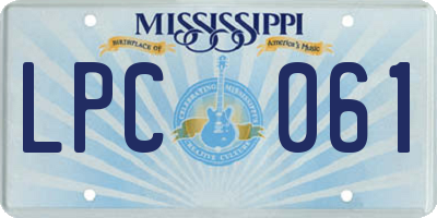 MS license plate LPC061