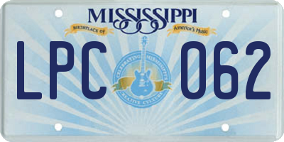 MS license plate LPC062