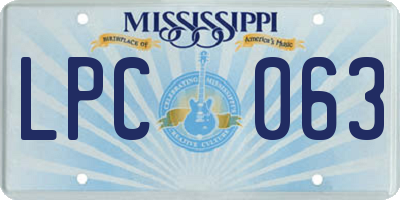 MS license plate LPC063