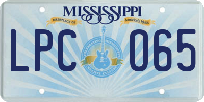 MS license plate LPC065