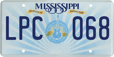 MS license plate LPC068