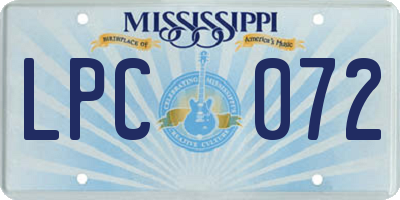 MS license plate LPC072