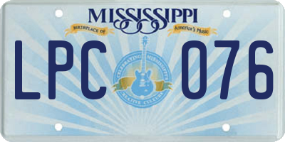 MS license plate LPC076