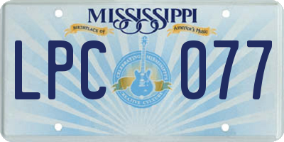 MS license plate LPC077