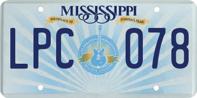 MS license plate LPC078
