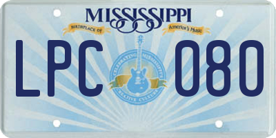 MS license plate LPC080