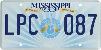 MS license plate LPC087