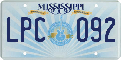 MS license plate LPC092