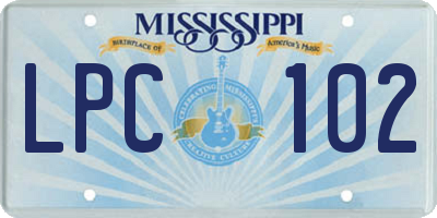 MS license plate LPC102