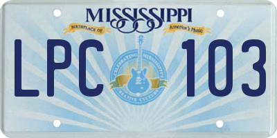 MS license plate LPC103