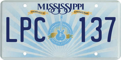 MS license plate LPC137