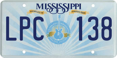 MS license plate LPC138