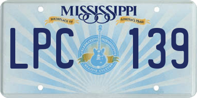 MS license plate LPC139