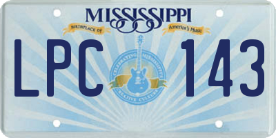 MS license plate LPC143