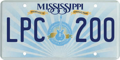 MS license plate LPC200