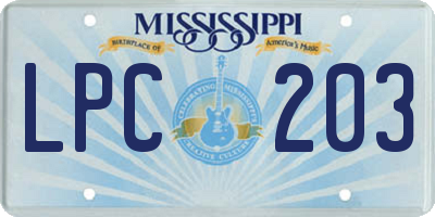 MS license plate LPC203