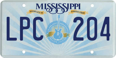 MS license plate LPC204