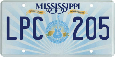MS license plate LPC205