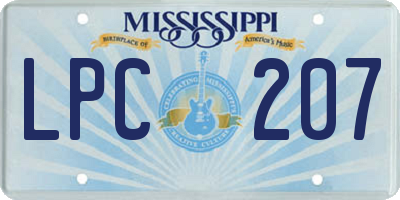 MS license plate LPC207