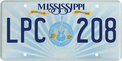 MS license plate LPC208