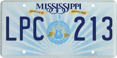 MS license plate LPC213