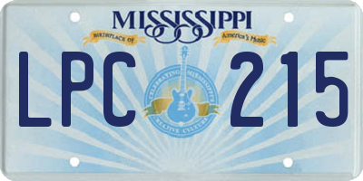 MS license plate LPC215