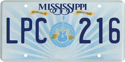 MS license plate LPC216