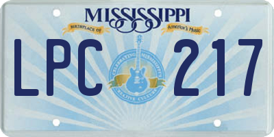 MS license plate LPC217