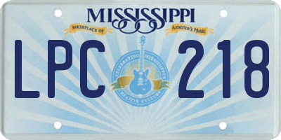 MS license plate LPC218