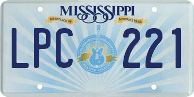 MS license plate LPC221