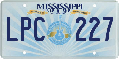 MS license plate LPC227