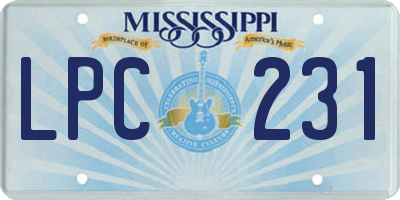 MS license plate LPC231