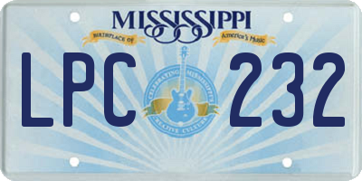 MS license plate LPC232