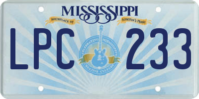 MS license plate LPC233