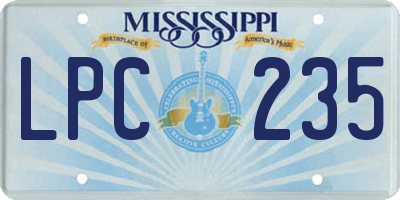 MS license plate LPC235