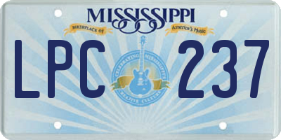 MS license plate LPC237