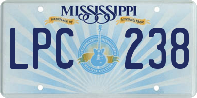 MS license plate LPC238