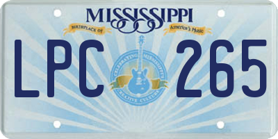 MS license plate LPC265