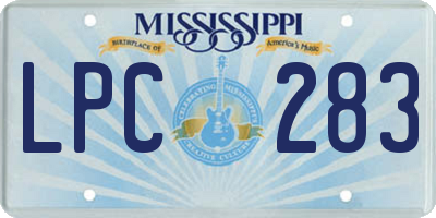 MS license plate LPC283