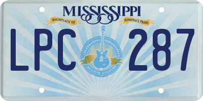MS license plate LPC287